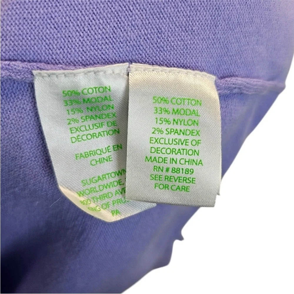 Lilly Pulitzer Lavender Bow Sleeve Top Size Large V-Neck Charming Coastal Preppy - Picture 6 of 7